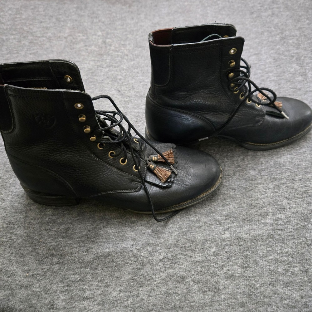 Ariat Heritage Boots Women 8.5 Black Leather Kiltie Equestrian Riding Country - Picture 12 of 13